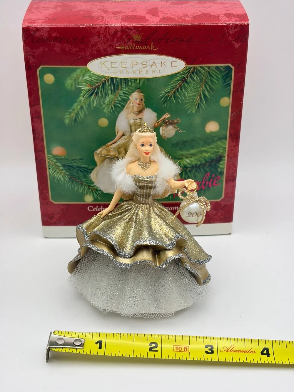 Hallmark Keepsake Ornament 2000 Celebration BARBIE Ornament Special Edition Gold